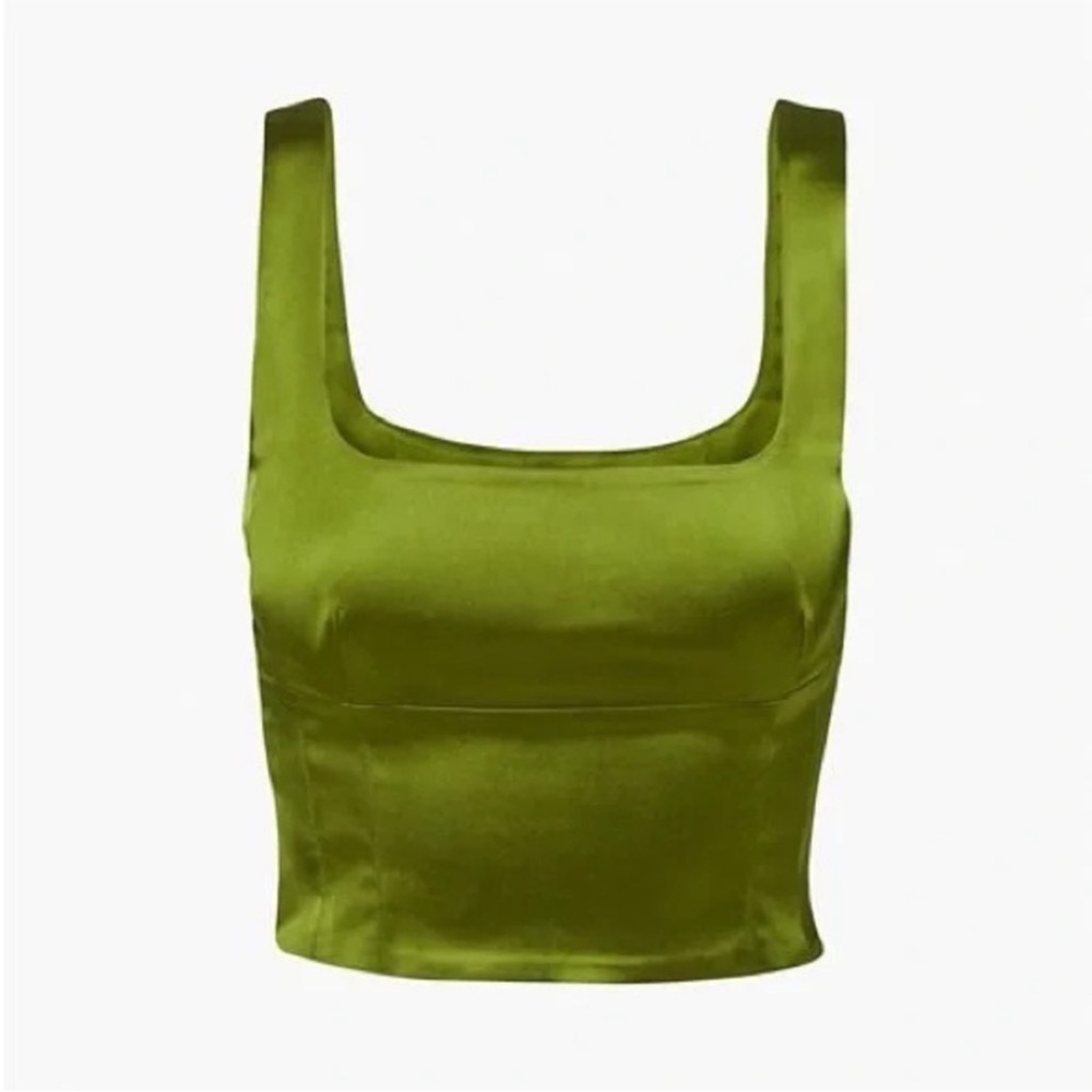 Aritzia- Wilfred Shine Bustier Moss Green Top